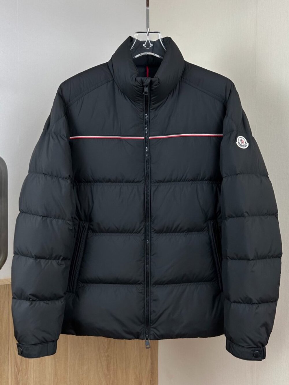 Moncler Black Short Down Jacket with Stand Collar